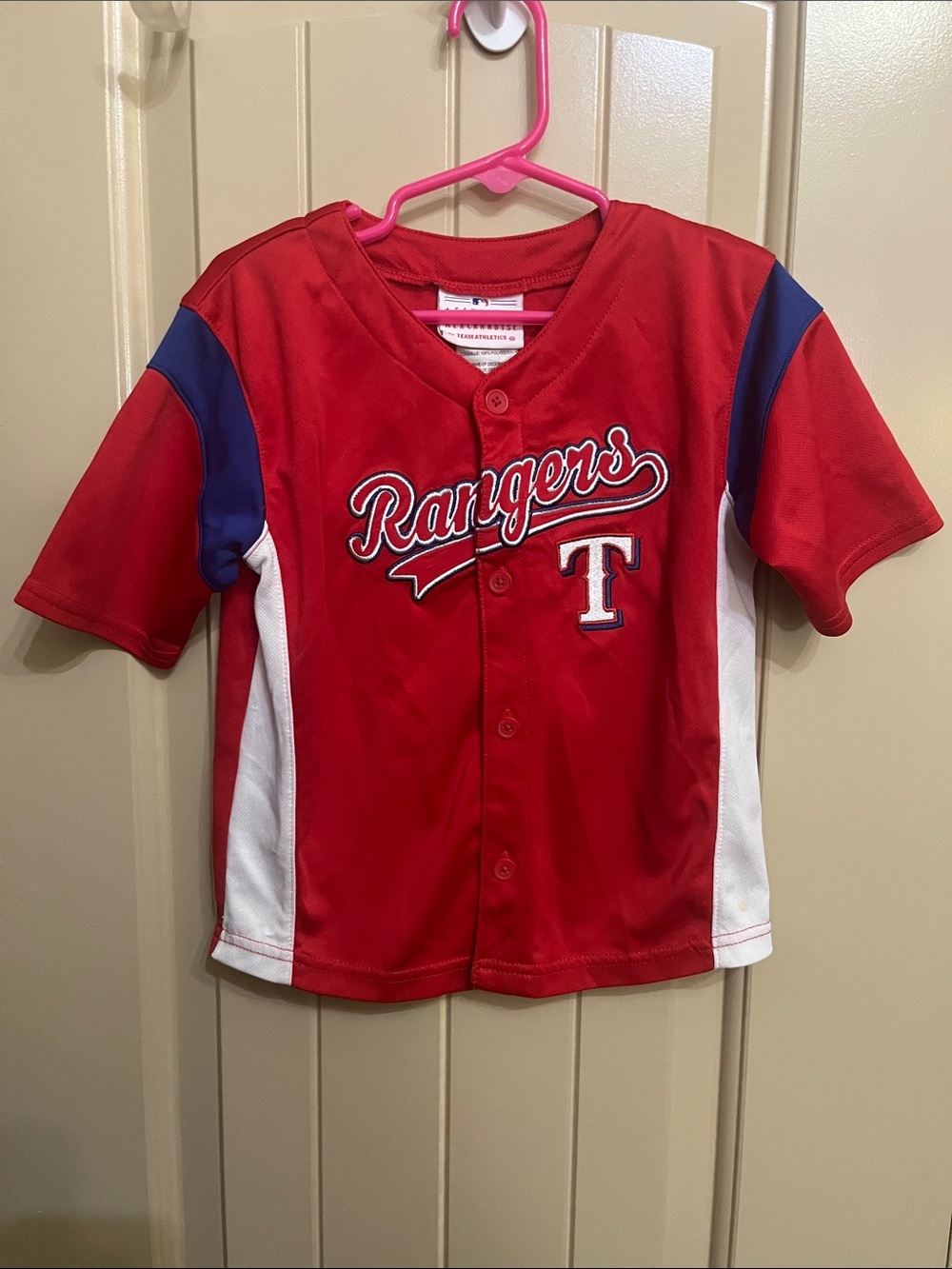 MLB Texas Rangers 4T Kids Red, White, and Blue Baseball Jersey